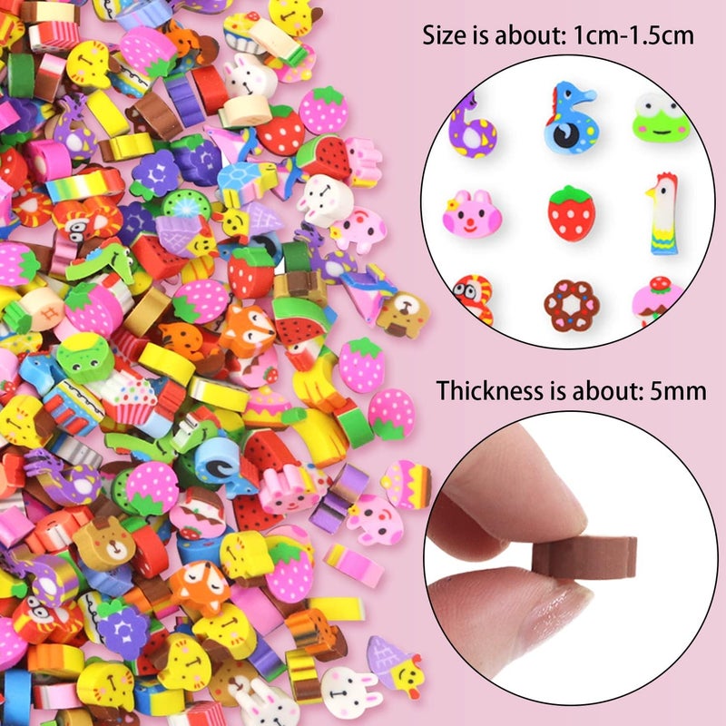 Oomcu 1200 PCS Mini Novelty Erasers,Colored Heart Sea Creature Fruit Vegetable Cake Animal Collection Pencil Eraser for Student Prize Homework Reward Party Favor Gift Filling School Supplies - Image 2